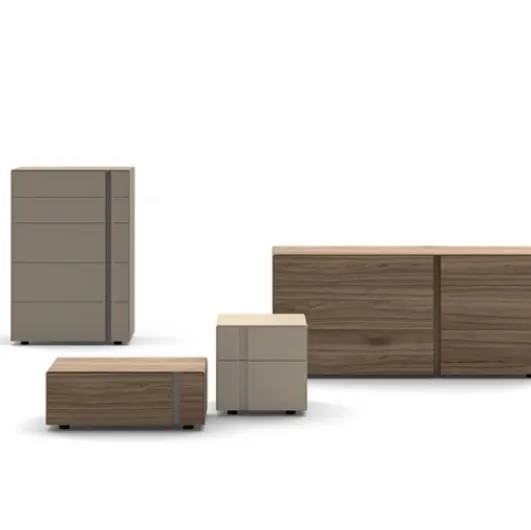 Night group Abacus in wood veneer and matt lacquered by Sangiacomo.