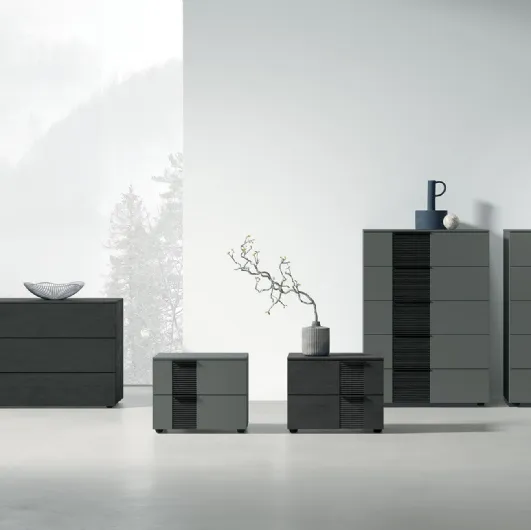 Night Bliss group in lacquered or textured finish with a wooden insert by Tomasella.
