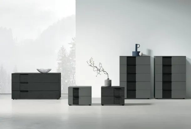 Night Bliss group in lacquered or textured finish with a wooden insert by Tomasella.