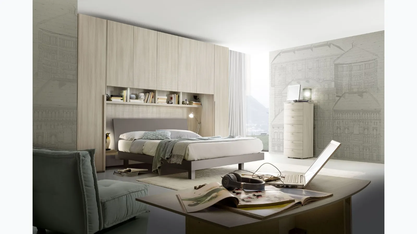 Weekly with a rounded shape in light elm finish Curved Box of S75