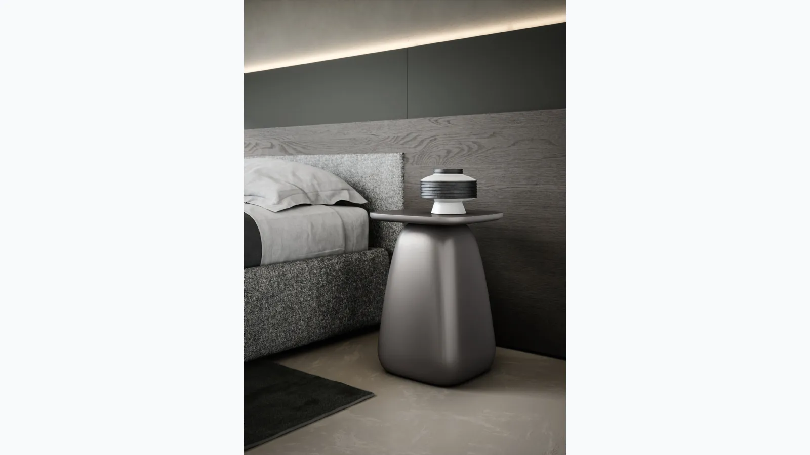 Cliff bedside table in lacquered polyurethane by Novamobili.