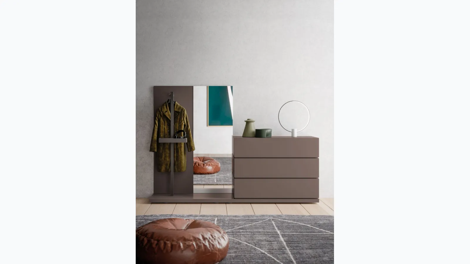 Dresser Composition with Orme coat hangers