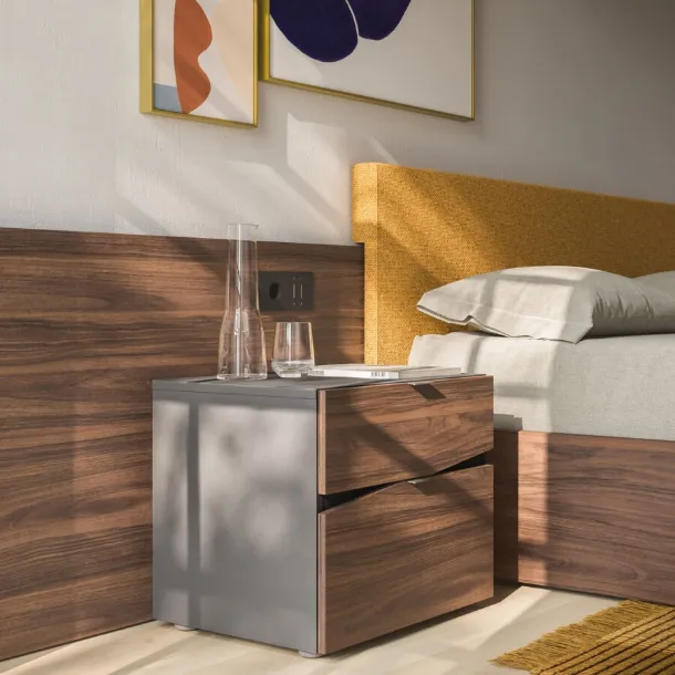 Slant Elm Bedside Table