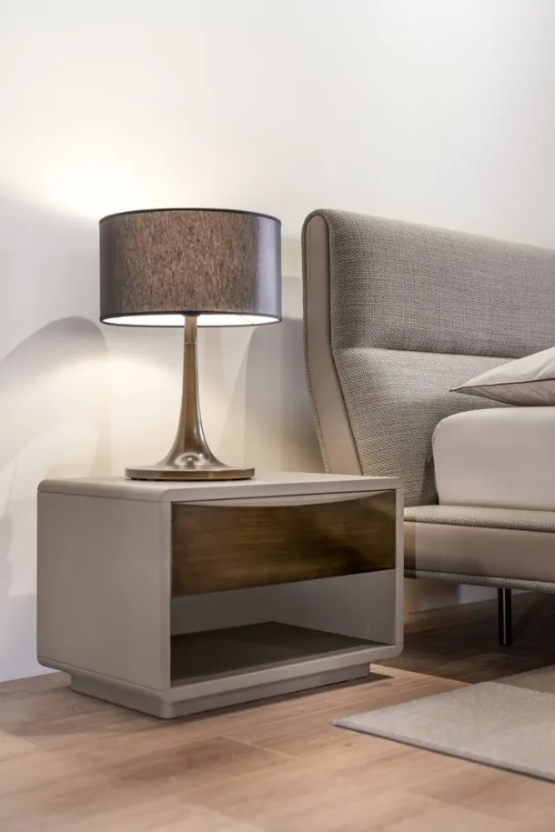 Concept bedside table in wood and metal by Cantori