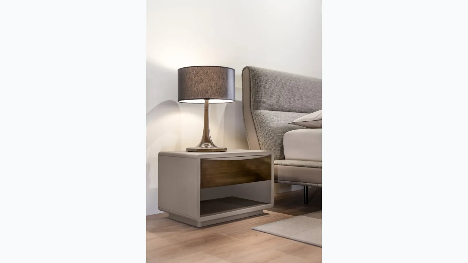 Concept bedside table in wood and metal by Cantori