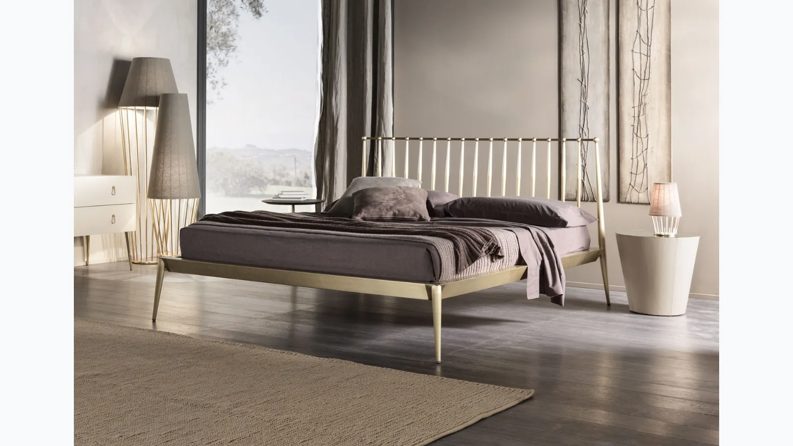 Conical bedside table in leather by Cantori