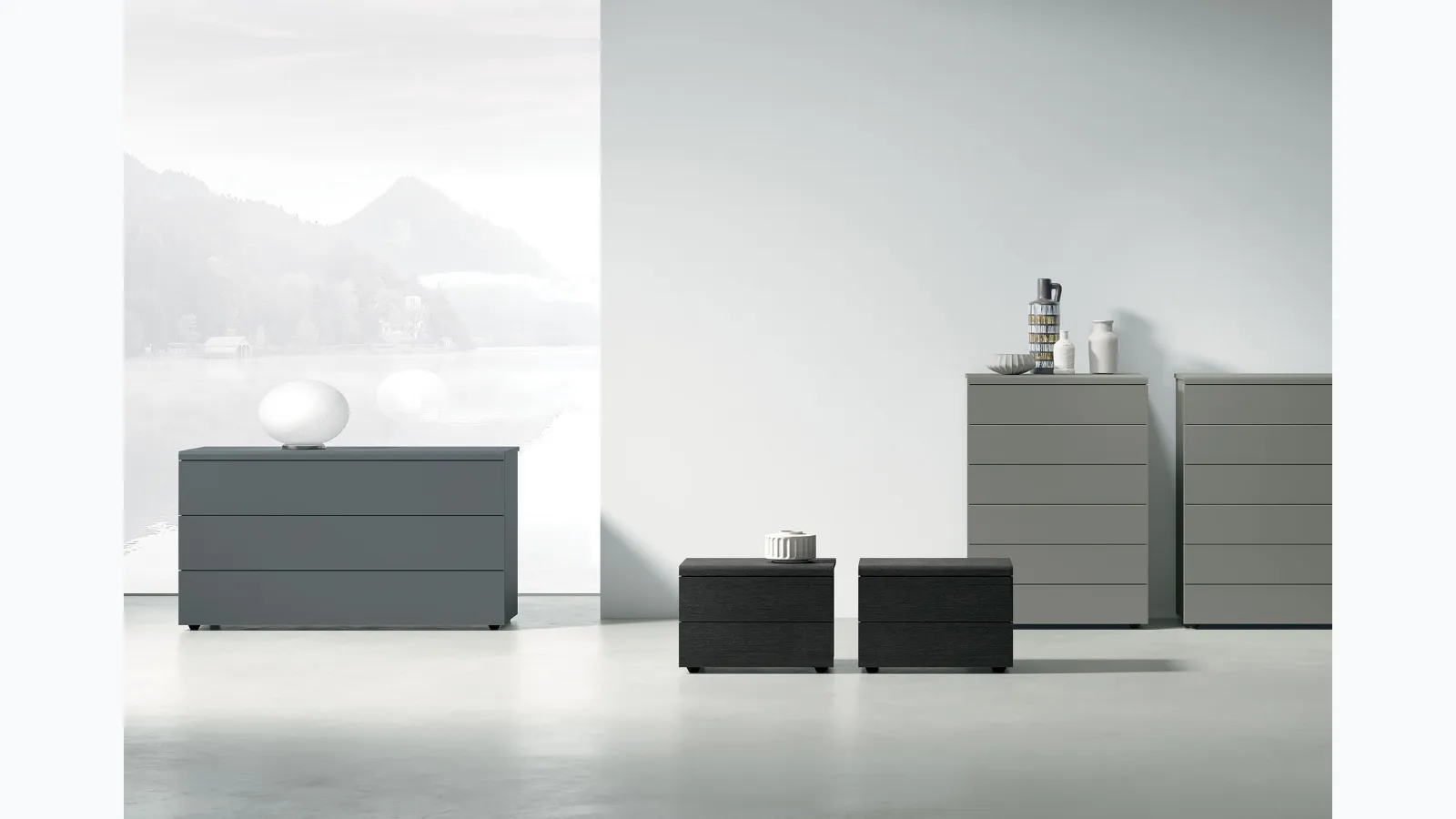 Notte Cooper group in lacquered or textured finish by Tomasella.