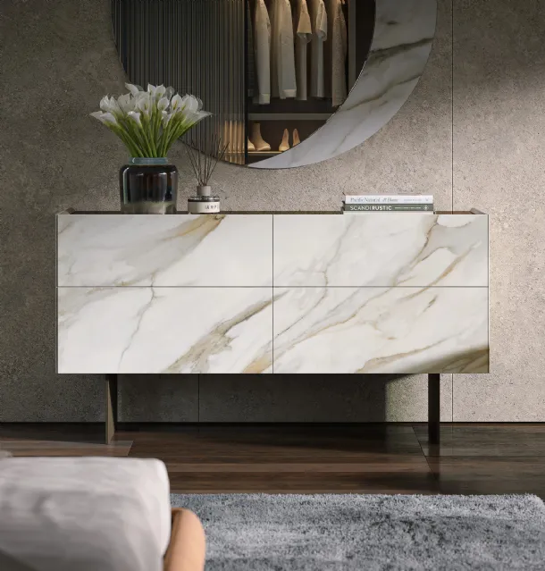 Cristalia glass printed chest of drawers by Tonin Casa