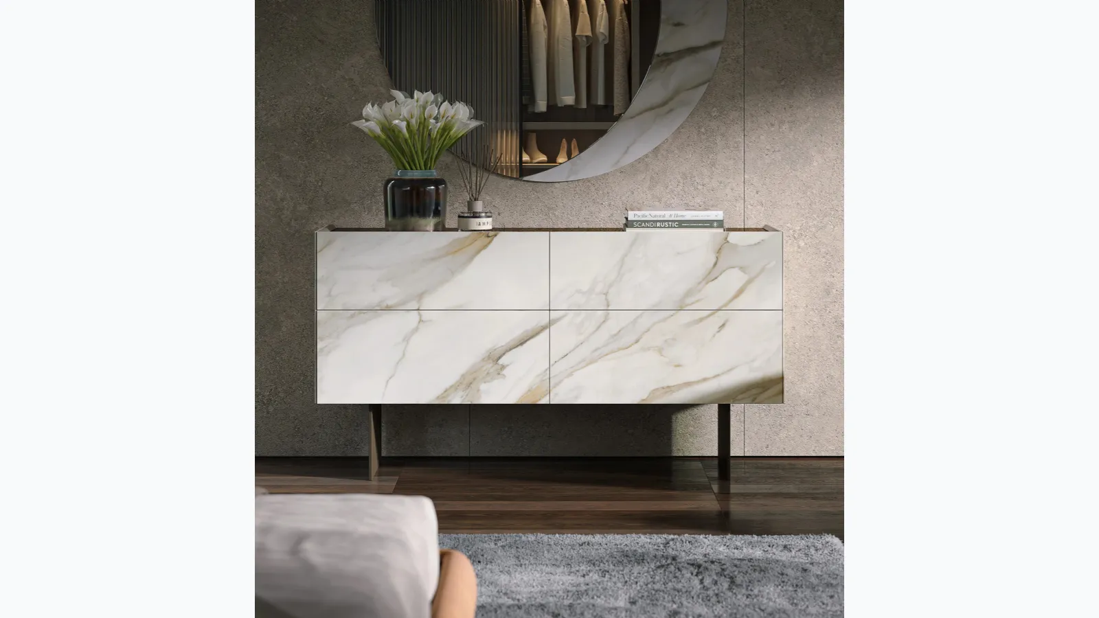 Cristalia glass printed chest of drawers by Tonin Casa