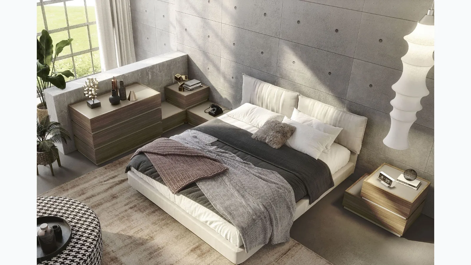 Cuby Night Group in walnut finish and chalk lacquered by S75.