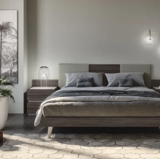 Bedside table in elm finish and beige Cuby by S75.