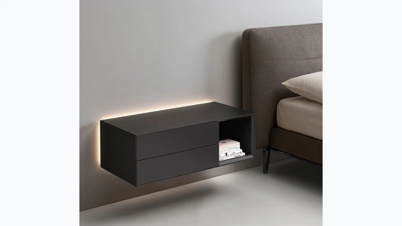 Floating bedside table Domino Mono by Sangiacomo.