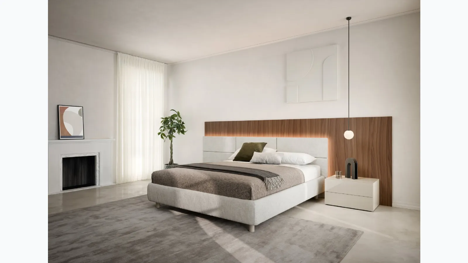 Bedside table in glossy lacquer Easy System by Novamobili.