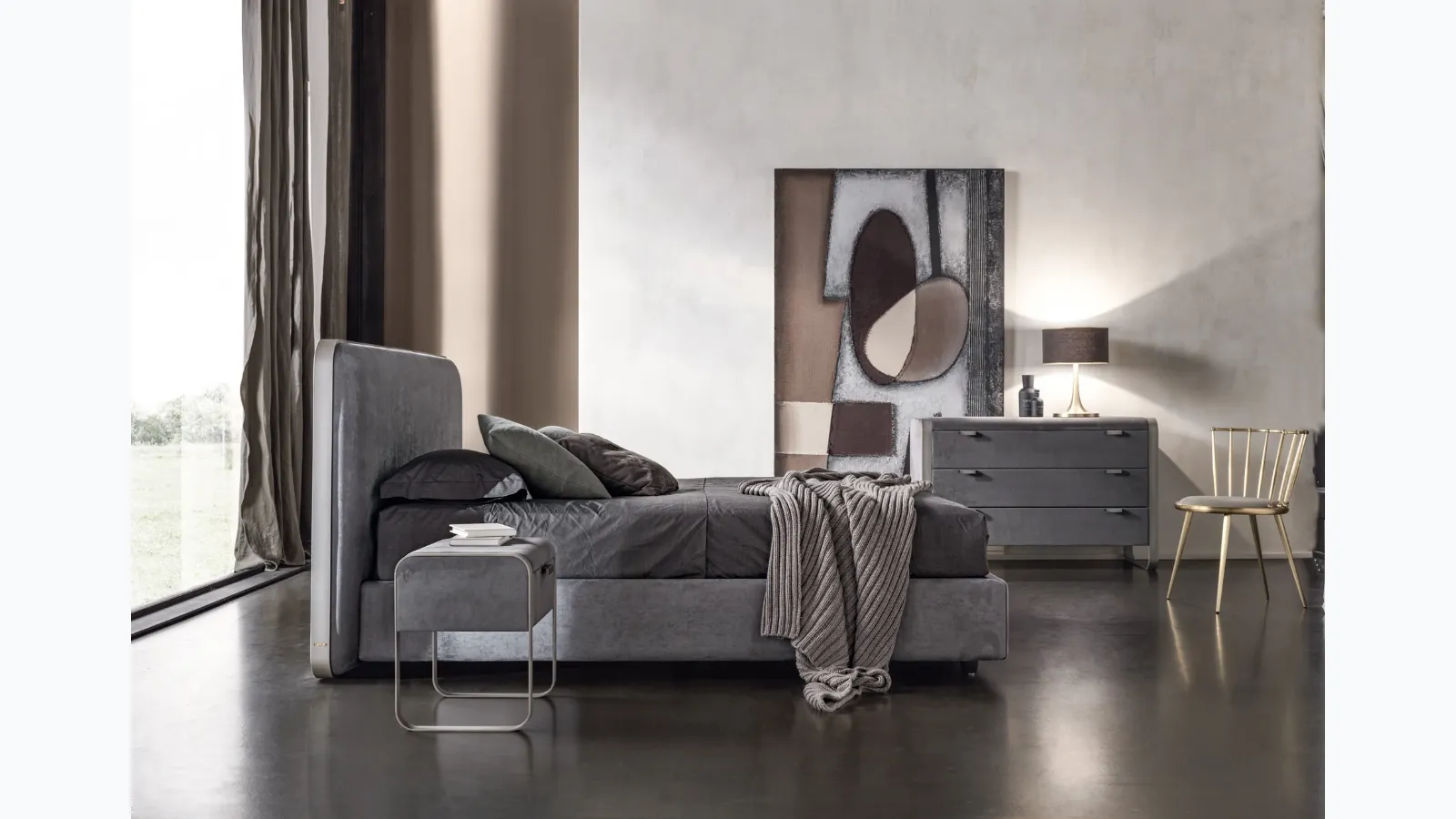 Night group upholstered in leather Elvis by Cantori