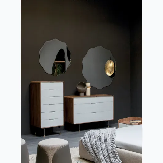 Night group wooden bedside table with lacquered drawers by Tonin Casa.