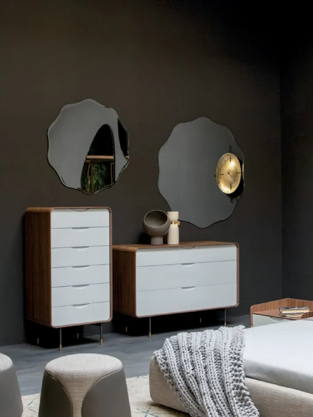 Night group wooden bedside table with lacquered drawers by Tonin Casa.