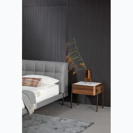 Bedside table Partout in wood with marble top by Bonaldo.