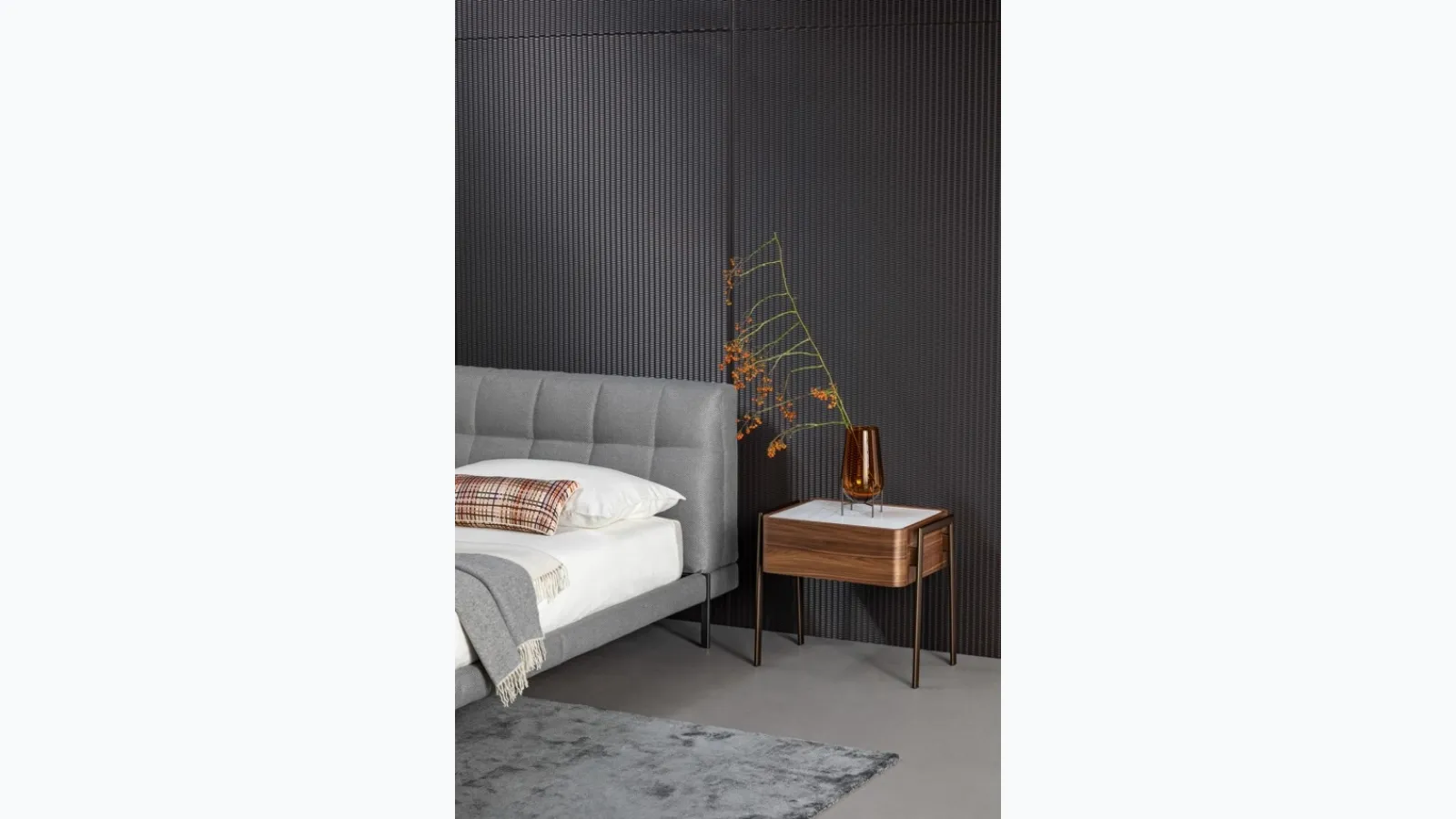 Bedside table Partout in wood with marble top by Bonaldo.