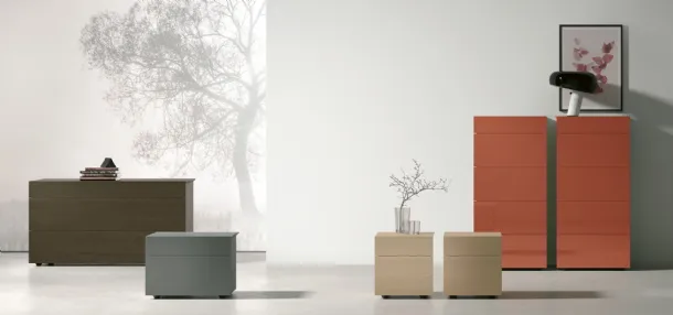 Night Group Pass in wood or matte and glossy lacquer by Tomasella.