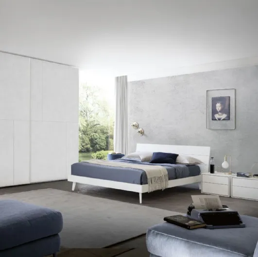 Modern white cement finish bedside table Poker 10 by S75.