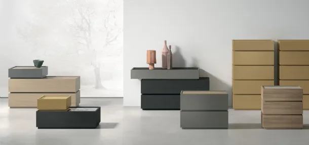 Night Replay group in textured or lacquered finish by Tomasella.
