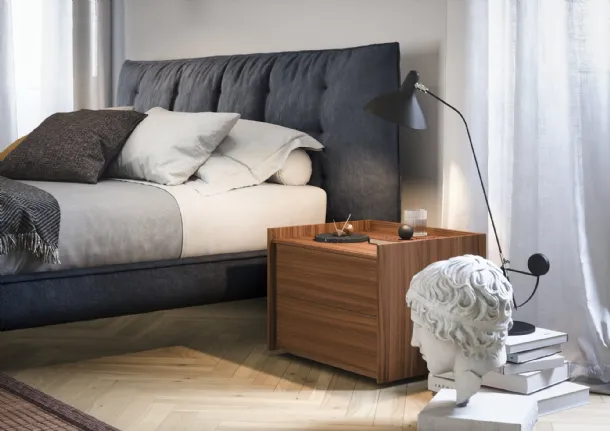 Sly bedside table in Canaletto walnut wood by Novamobili.