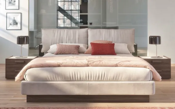 Bedside table in dark elm finish with Carrara marble top Spalla 10 Basic by S75