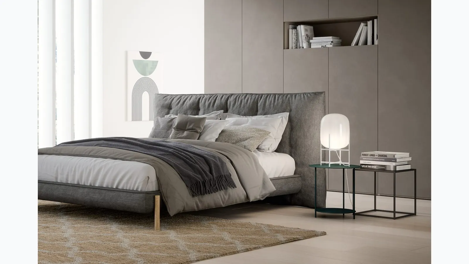 Team bedside table in lacquered wood and metal by Novamobili.