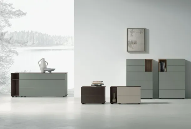 Theo Night Group in lacquered or textured finish by Tomasella