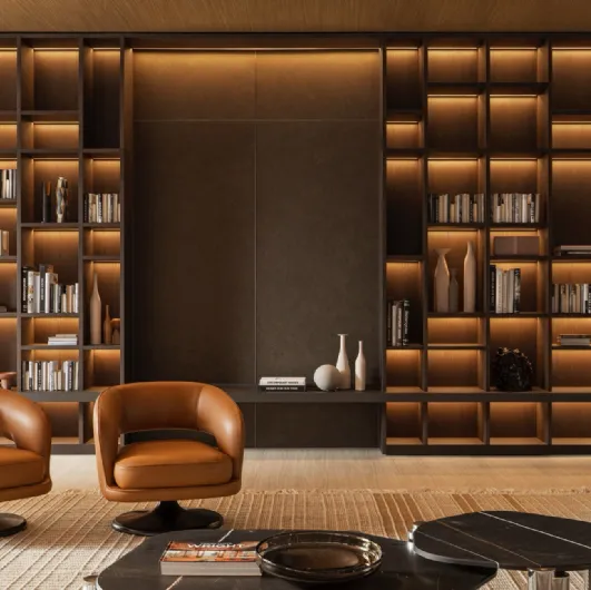 Wall-mounted bookcase 505 UP SYSTEM 02 by Molteni & C