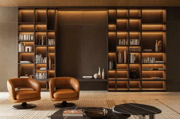 Wall-mounted bookcase 505 UP SYSTEM 02 by Molteni & C