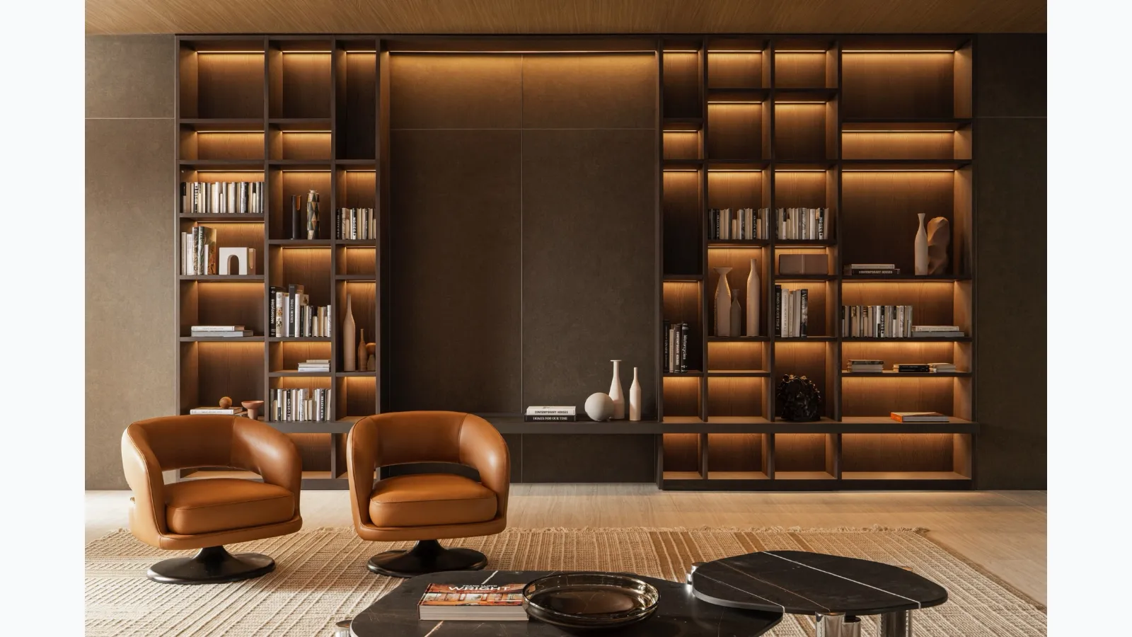 Wall-mounted bookcase 505 UP SYSTEM 02 by Molteni & C