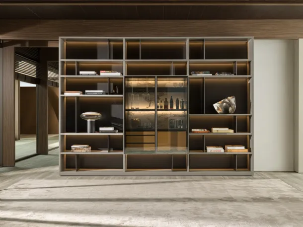 Bookcase 505 UP SYSTEM with Bar Cabinet 09 by Molteni & C