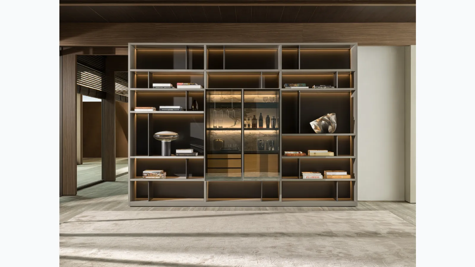 Bookcase 505 UP SYSTEM with Bar Cabinet 09 by Molteni & C