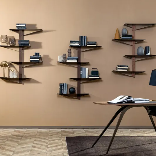 Suspended Albatros metal and wood bookcase by Tonin Casa.