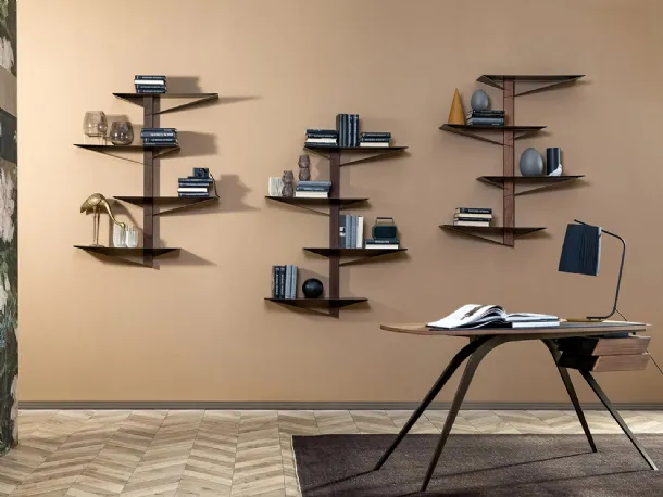 Suspended Albatros metal and wood bookcase by Tonin Casa.
