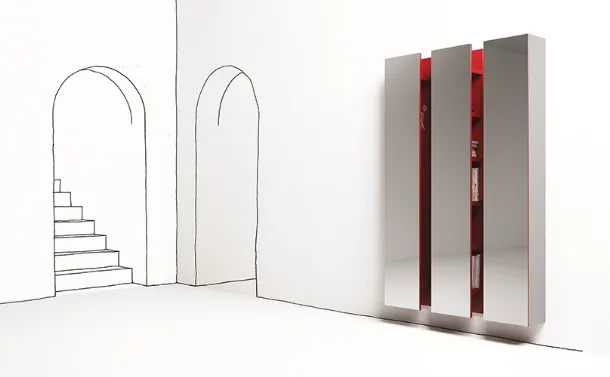 Bookcase with mirrored front Ambrogio by Minotti Italia