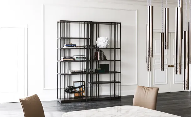 Steel Arsenal bookcase with wooden shelves by Cattelan Italia.