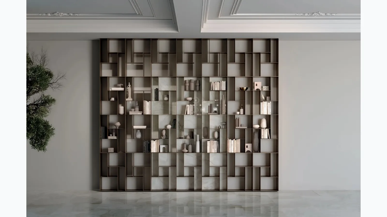 Modular steel bookcase Atena by Bontempi.