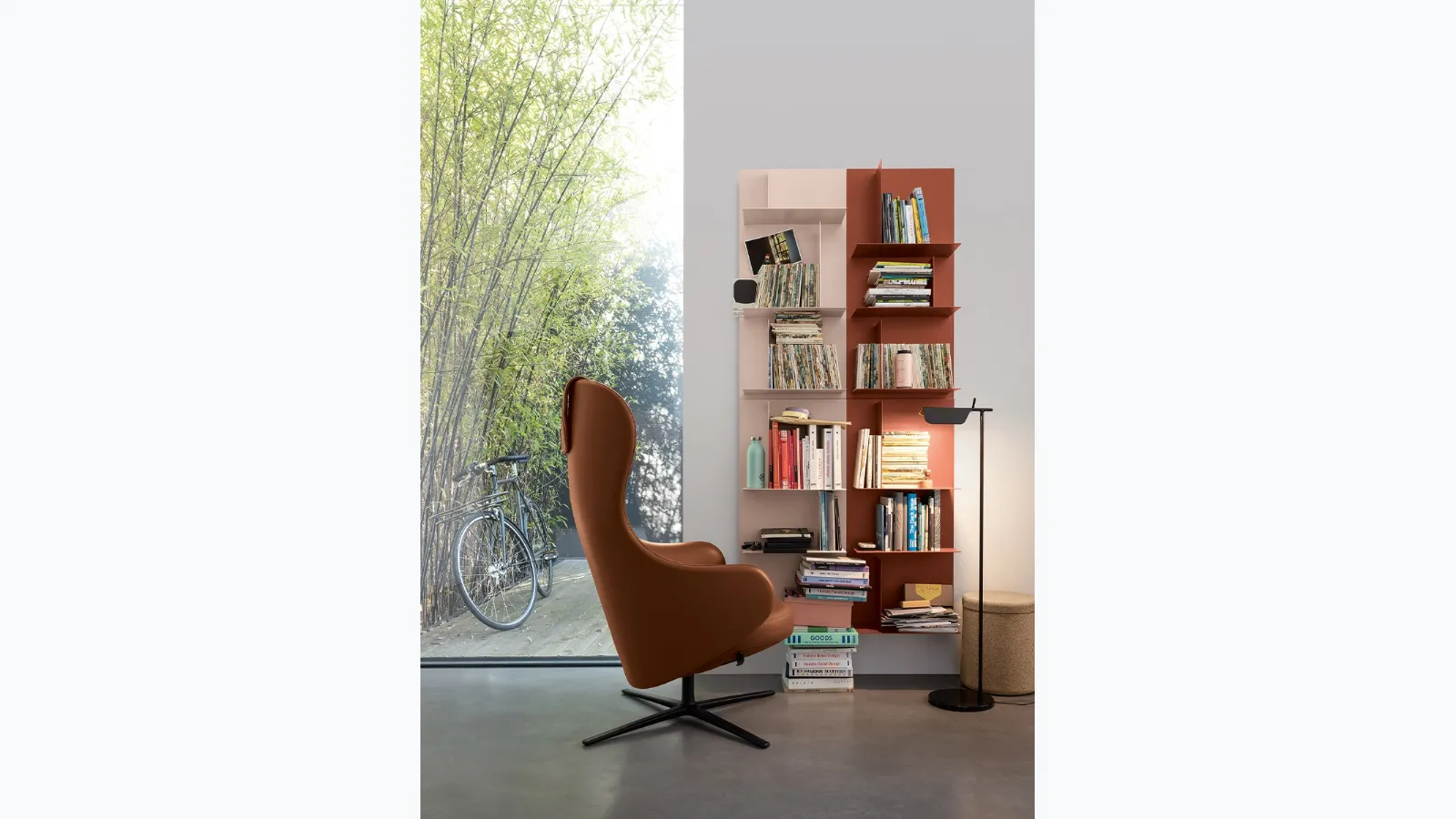 Kristalia's Avenue metal suspended bookcase