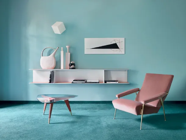 Hand-painted suspended elm wood bookcase D-355-1 by Molteni & C