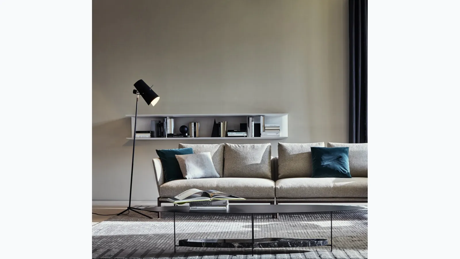 Hand-painted elm suspended bookcase D-355-1 by Molteni & C