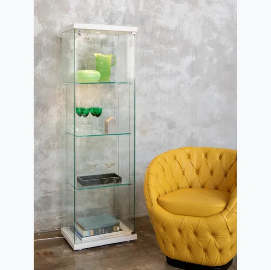 Glass bookcase with lacquered wood base and top Ego by Tonin Casa