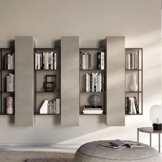 Grafic 03 suspended bookcase in melamine and metal by Orme.