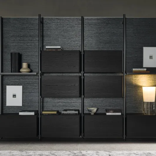 Hector Bookcase in aluminum and wood by Molteni & C