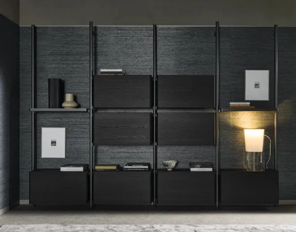 Hector Bookcase in aluminum and wood by Molteni & C