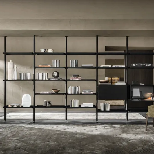 Hector room divider bookcase in wood by Molteni & C