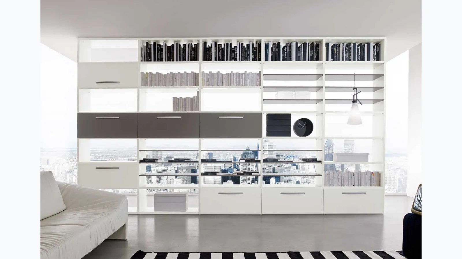 Double-sided Start bookcase in Clever lacquered finish.