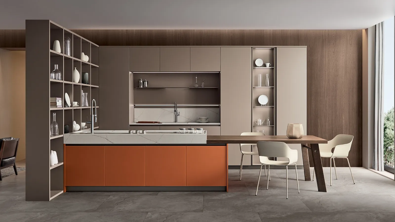 Living 04 divider bookcase by Veneta Cucine.