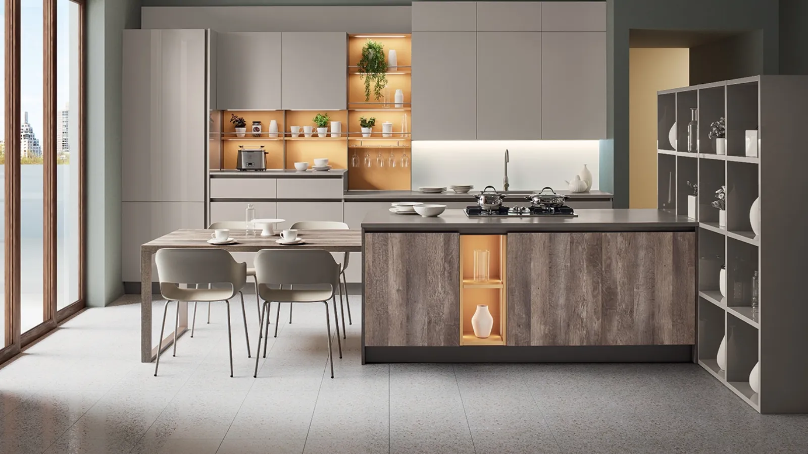 Living 06 partition bookcase by Veneta Cucine